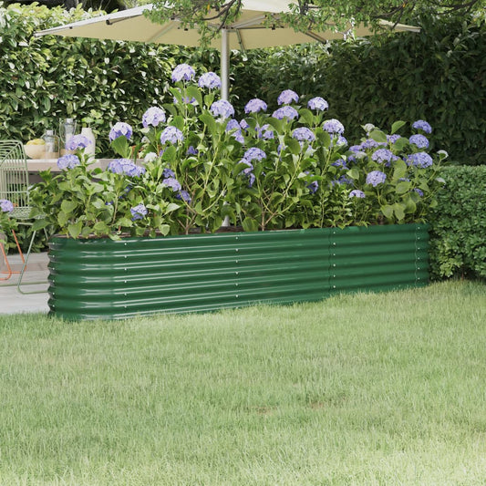 Canteiro elevado jardim 224x40x36 cm aço galvanizado verde