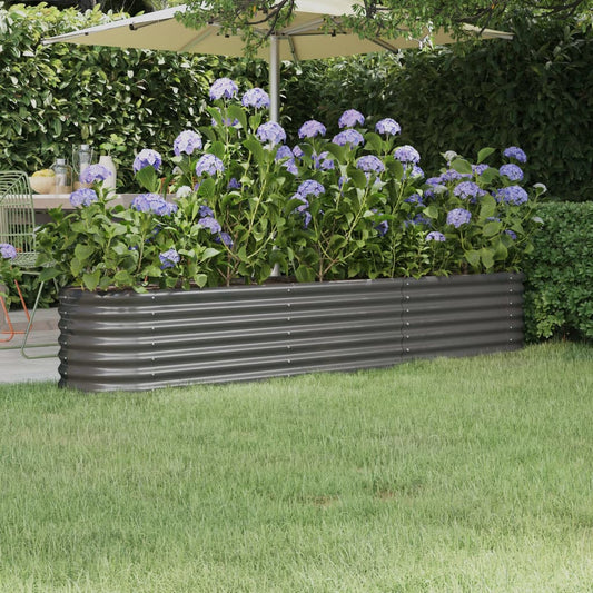 Canteiro elevado jardim 224x40x36cm aço galvanizado cinzento