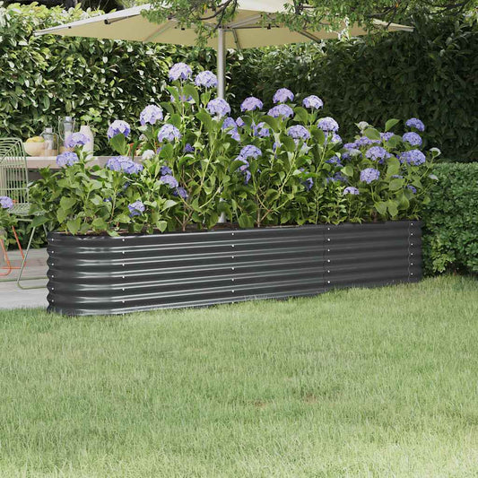 Canteiro elevado jardim 224x40x36 aço galvanizado antracite