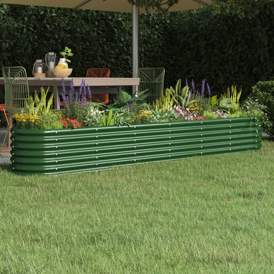 Canteiro elevado jardim 260x40x36 cm aço galvanizado verde