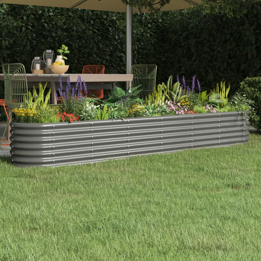 Canteiro elevado jardim 260x40x36cm aço galvanizado cinzento