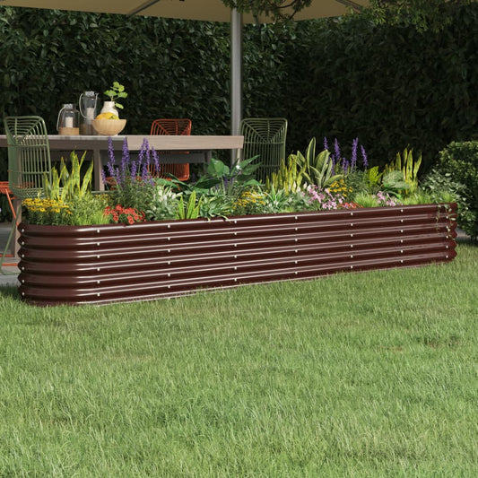 Canteiro elevado jardim 260x40x36cm aço galvanizado castanho