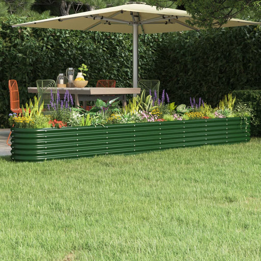 Canteiro elevado jardim 332x40x36 cm aço galvanizado verde