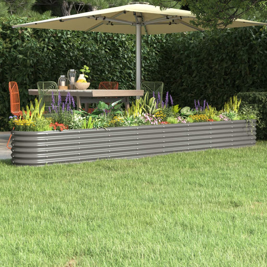 Canteiro elevado jardim 332x40x36cm aço galvanizado cinzento