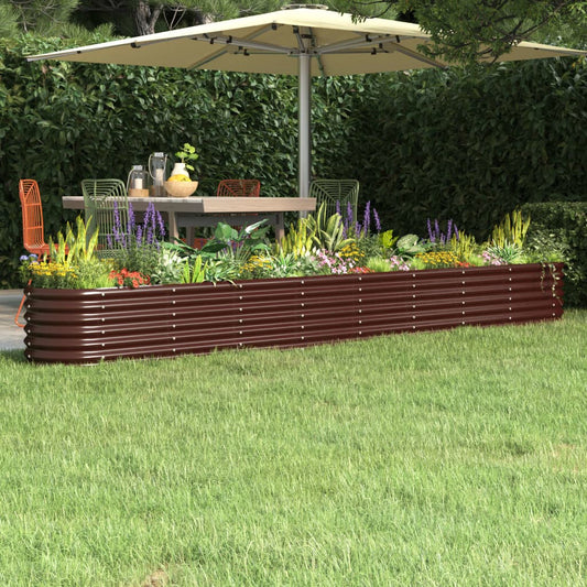 Canteiro elevado jardim 332x40x36cm aço galvanizado castanho
