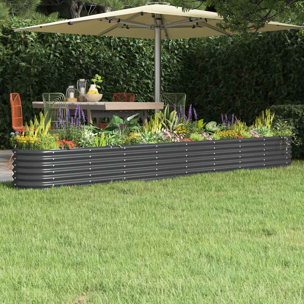 Canteiro elevado jardim 332x40x36 aço galvanizado antracite