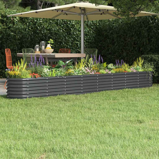 Canteiro elevado jardim 332x40x36 aço galvanizado antracite