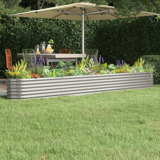 Canteiro elevado jardim 332x40x36cm aço galvanizado prateado