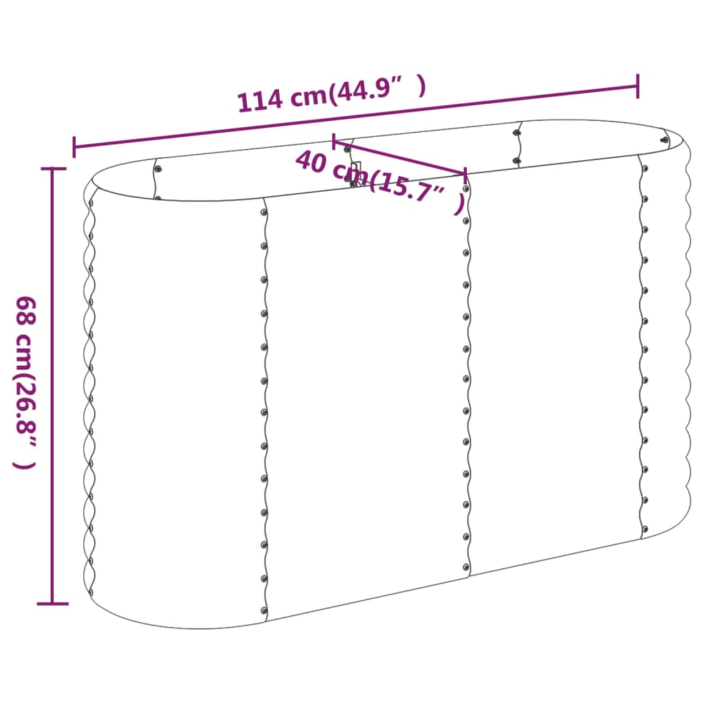 Canteiro elevado jardim 114x40x68 cm aço galvanizado verde