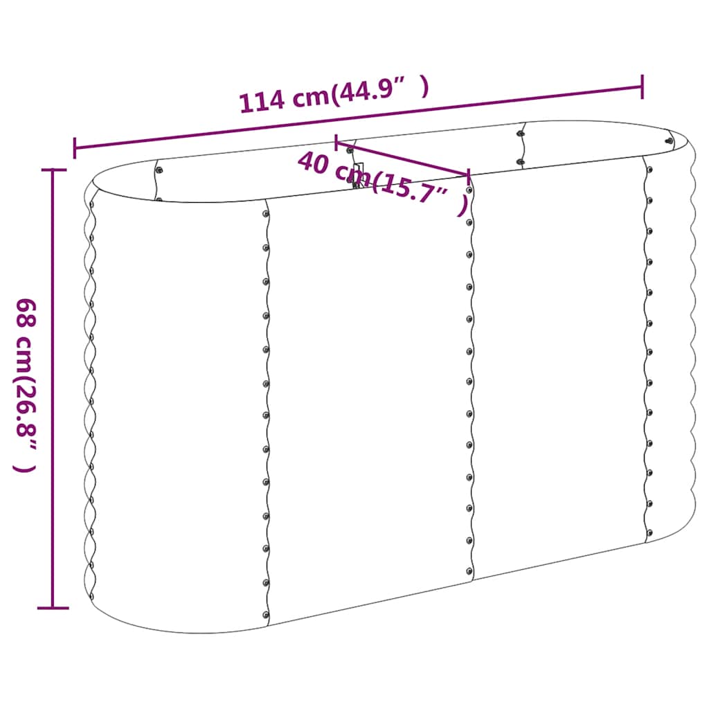 Canteiro elevado jardim 114x40x68 aço galvanizado antracite