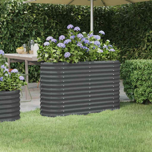 Canteiro elevado jardim 114x40x68 aço galvanizado antracite