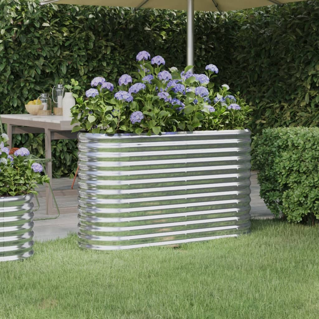 Canteiro elevado jardim 114x40x68cm aço galvanizado prateado