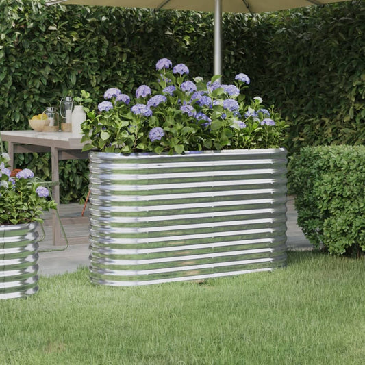 Canteiro elevado jardim 114x40x68cm aço galvanizado prateado
