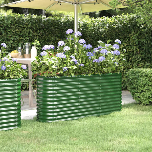 Canteiro elevado jardim 152x40x68 cm aço galvanizado verde