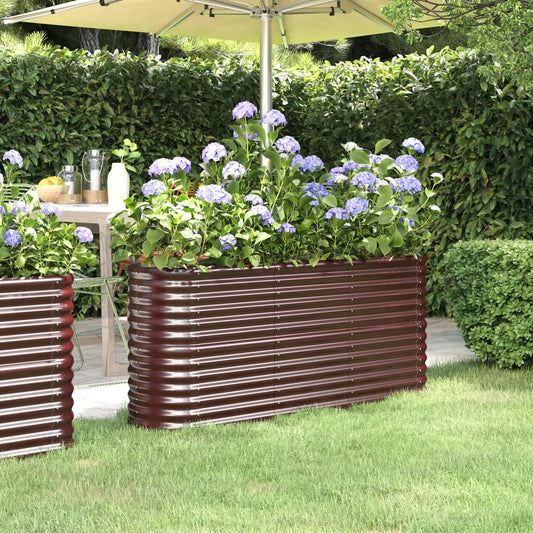 Canteiro elevado jardim 152x40x68cm aço galvanizado castanho