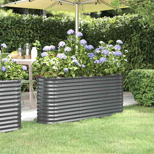 Canteiro elevado jardim 152x40x68 aço galvanizado antracite