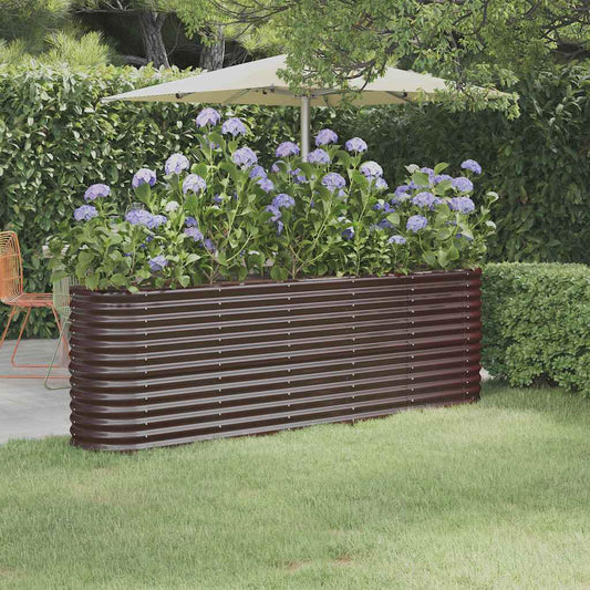 Canteiro elevado jardim 224x40x68cm aço galvanizado castanho