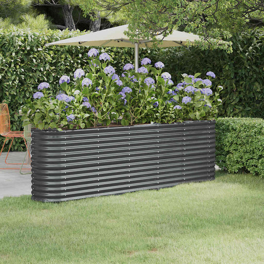 Canteiro elevado jardim 224x40x68 aço galvanizado antracite