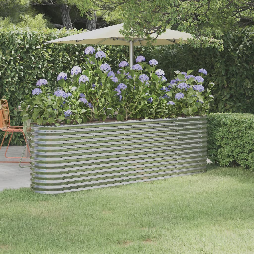 Canteiro elevado jardim 224x40x68cm aço galvanizado prateado