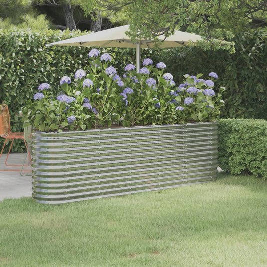 Canteiro elevado jardim 224x40x68cm aço galvanizado prateado