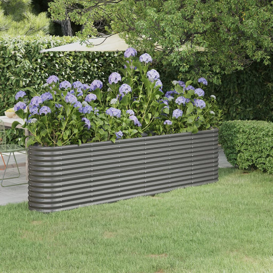 Canteiro elevado jardim 260x40x68cm aço galvanizado cinzento