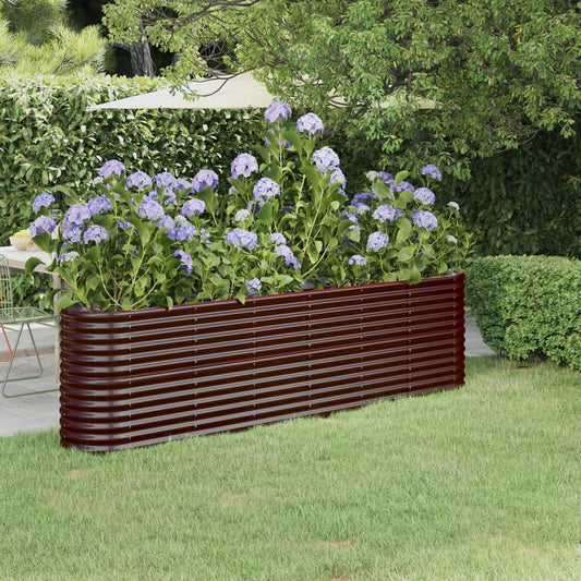 Canteiro elevado jardim 260x40x68cm aço galvanizado castanho