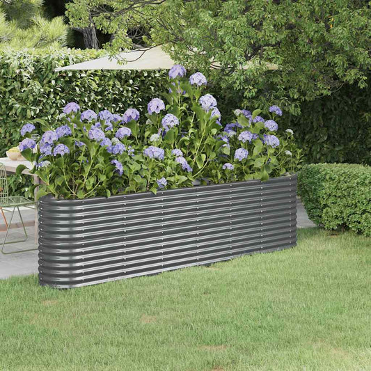 Canteiro elevado jardim 260x40x68 aço galvanizado antracite