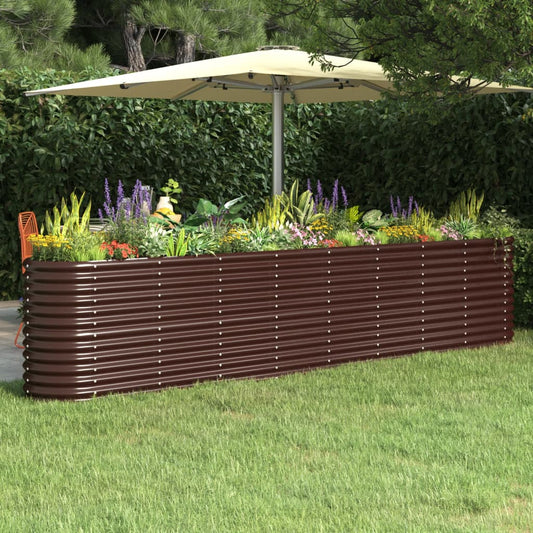 Canteiro elevado jardim 332x40x68cm aço galvanizado castanho