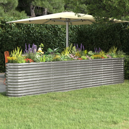 Canteiro elevado jardim 332x40x68cm aço galvanizado prateado