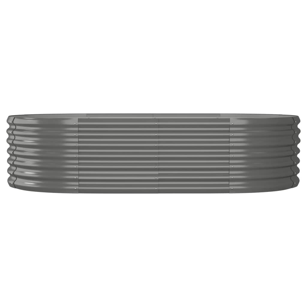 Canteiro elevado jardim 152x80x36cm aço galvanizado cinzento