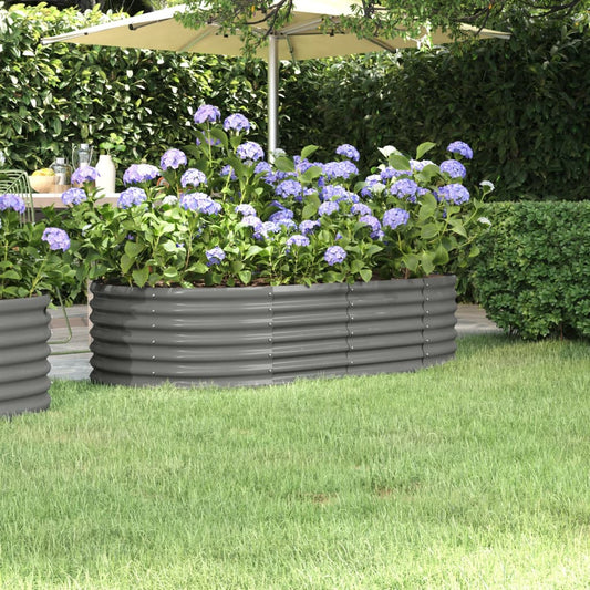 Canteiro elevado jardim 152x80x36cm aço galvanizado cinzento