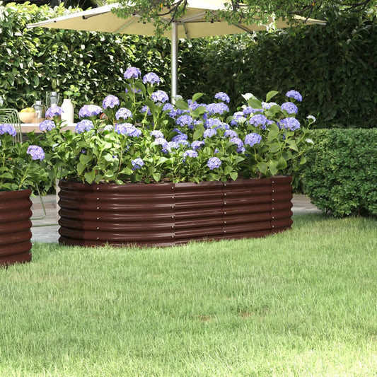 Canteiro elevado jardim 152x80x36cm aço galvanizado castanho