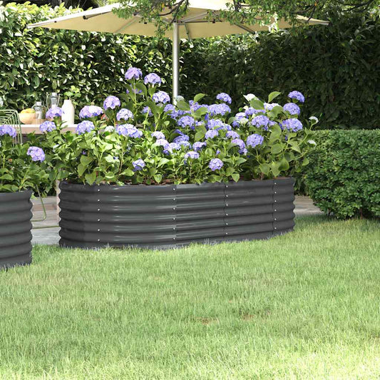 Canteiro elevado jardim 152x80x36 aço galvanizado antracite
