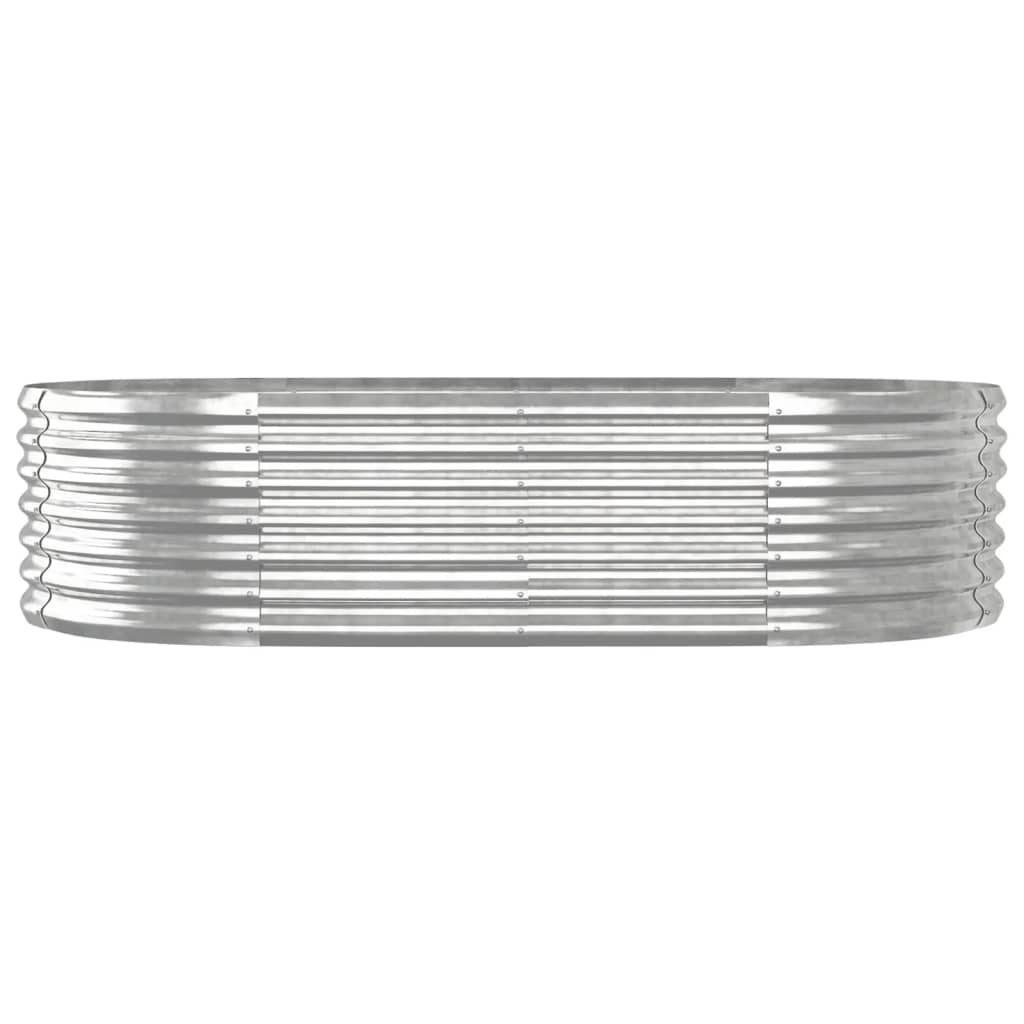 Canteiro elevado jardim 152x80x36cm aço galvanizado prateado