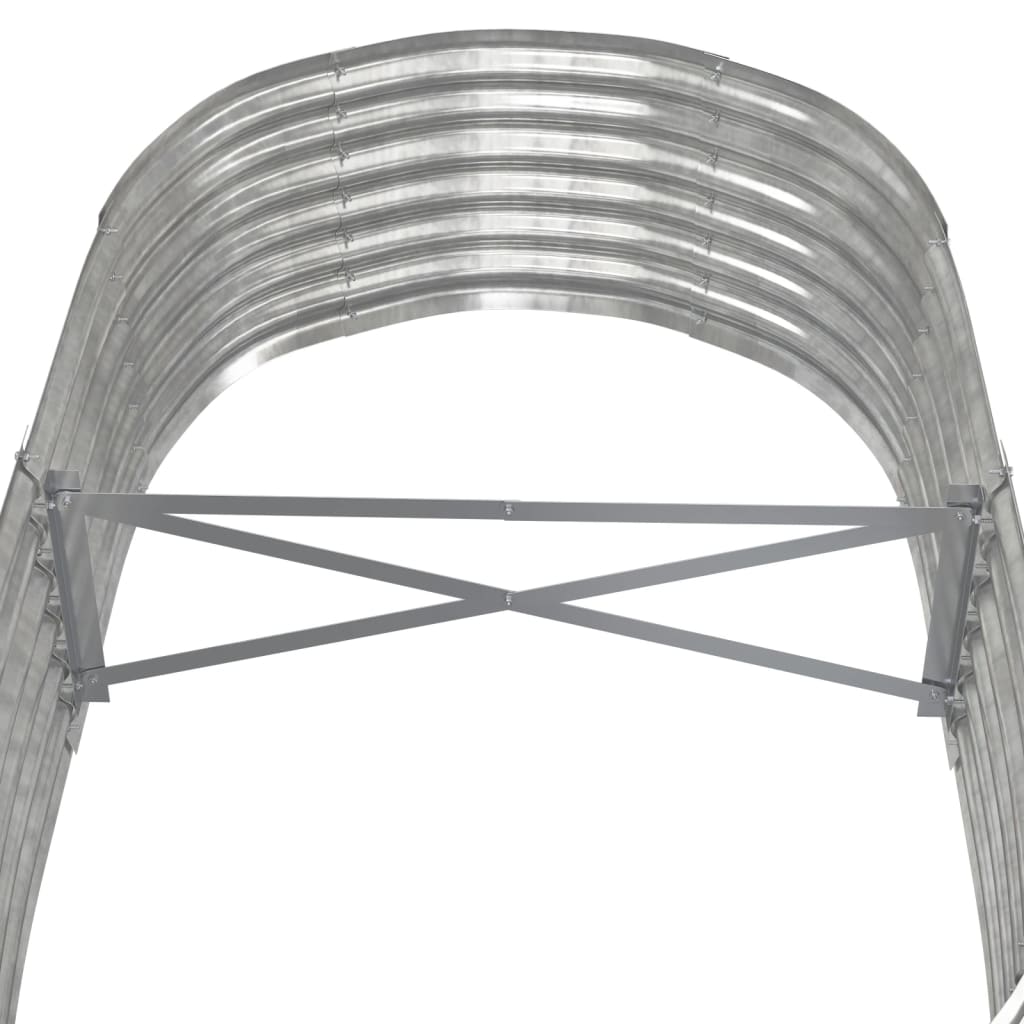 Canteiro elevado jardim 152x80x36cm aço galvanizado prateado