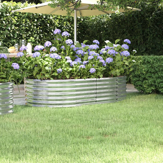 Canteiro elevado jardim 152x80x36cm aço galvanizado prateado