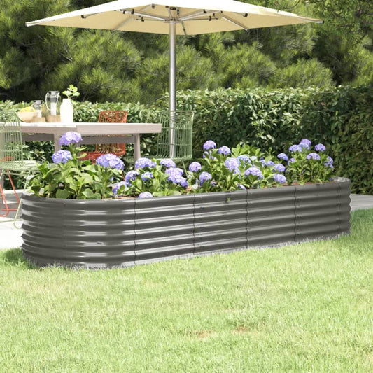 Canteiro elevado jardim 224x80x36cm aço galvanizado cinzento
