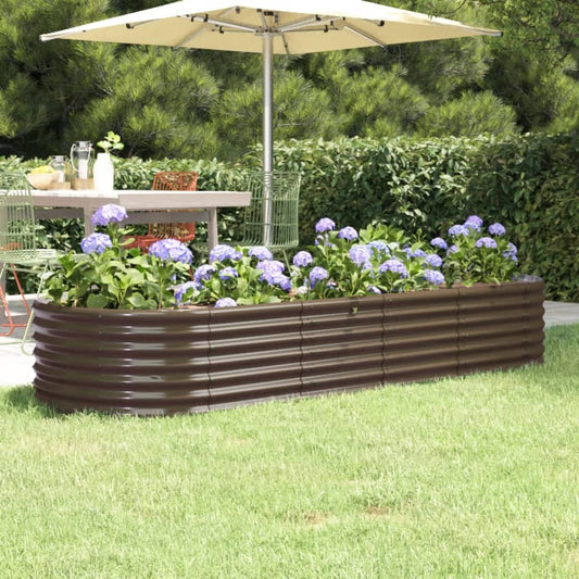 Canteiro elevado jardim 224x80x36cm aço galvanizado castanho