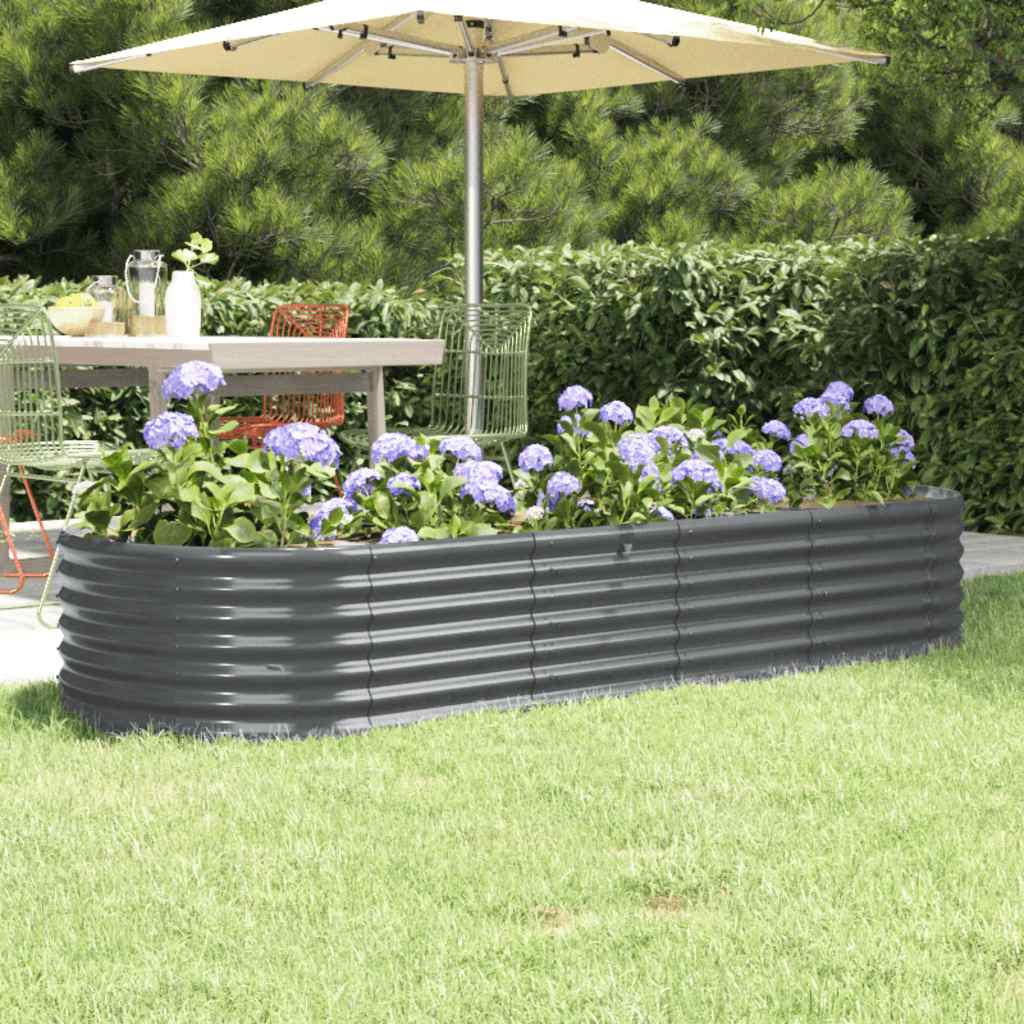 Canteiro elevado jardim 224x80x36 aço galvanizado antracite