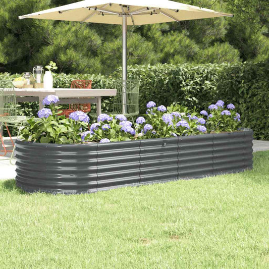 Canteiro elevado jardim 224x80x36 aço galvanizado antracite