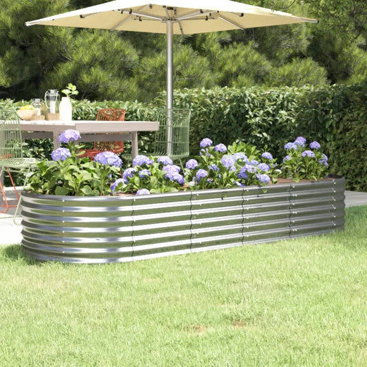 Canteiro elevado jardim 224x80x36cm aço galvanizado prateado