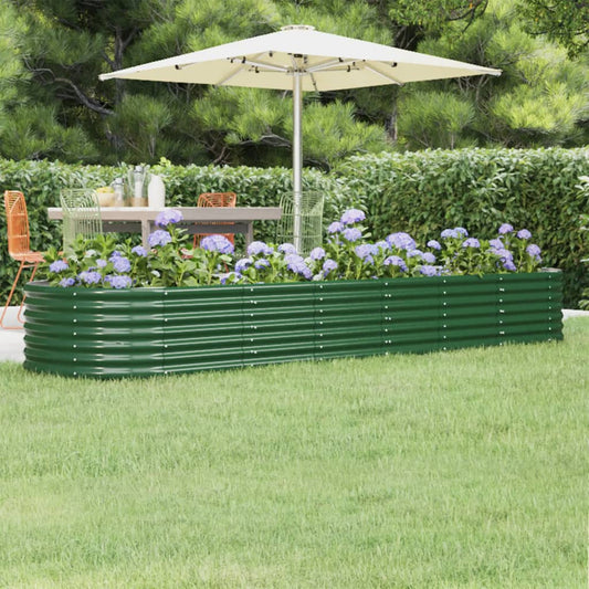 Canteiro elevado jardim 296x80x36 cm aço galvanizado verde