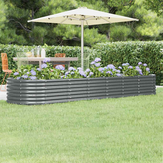 Canteiro elevado jardim 296x80x36 aço galvanizado antracite