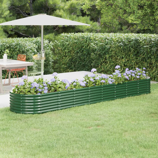 Canteiro elevado jardim 368x80x36 cm aço galvanizado verde