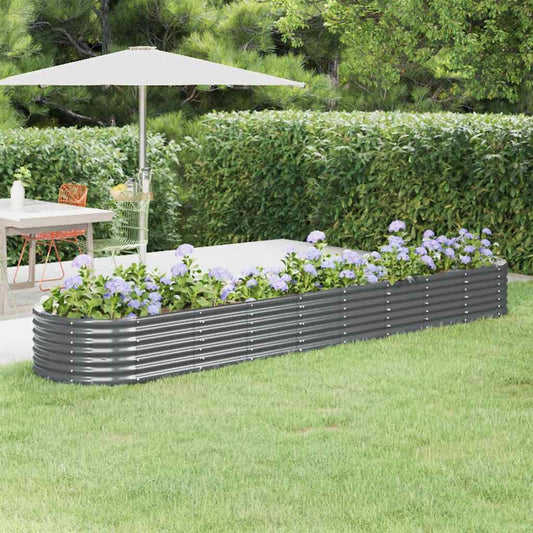 Canteiro elevado jardim 368x80x36 aço galvanizado antracite