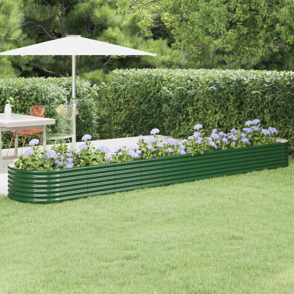 Canteiro elevado jardim 440x80x36 cm aço galvanizado verde