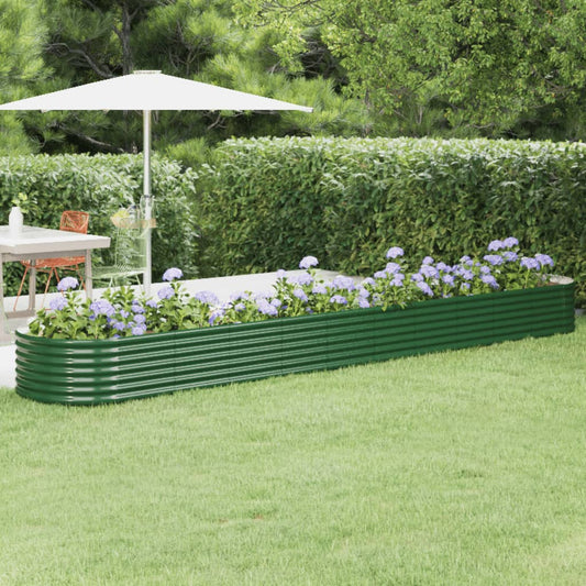 Canteiro elevado jardim 440x80x36 cm aço galvanizado verde