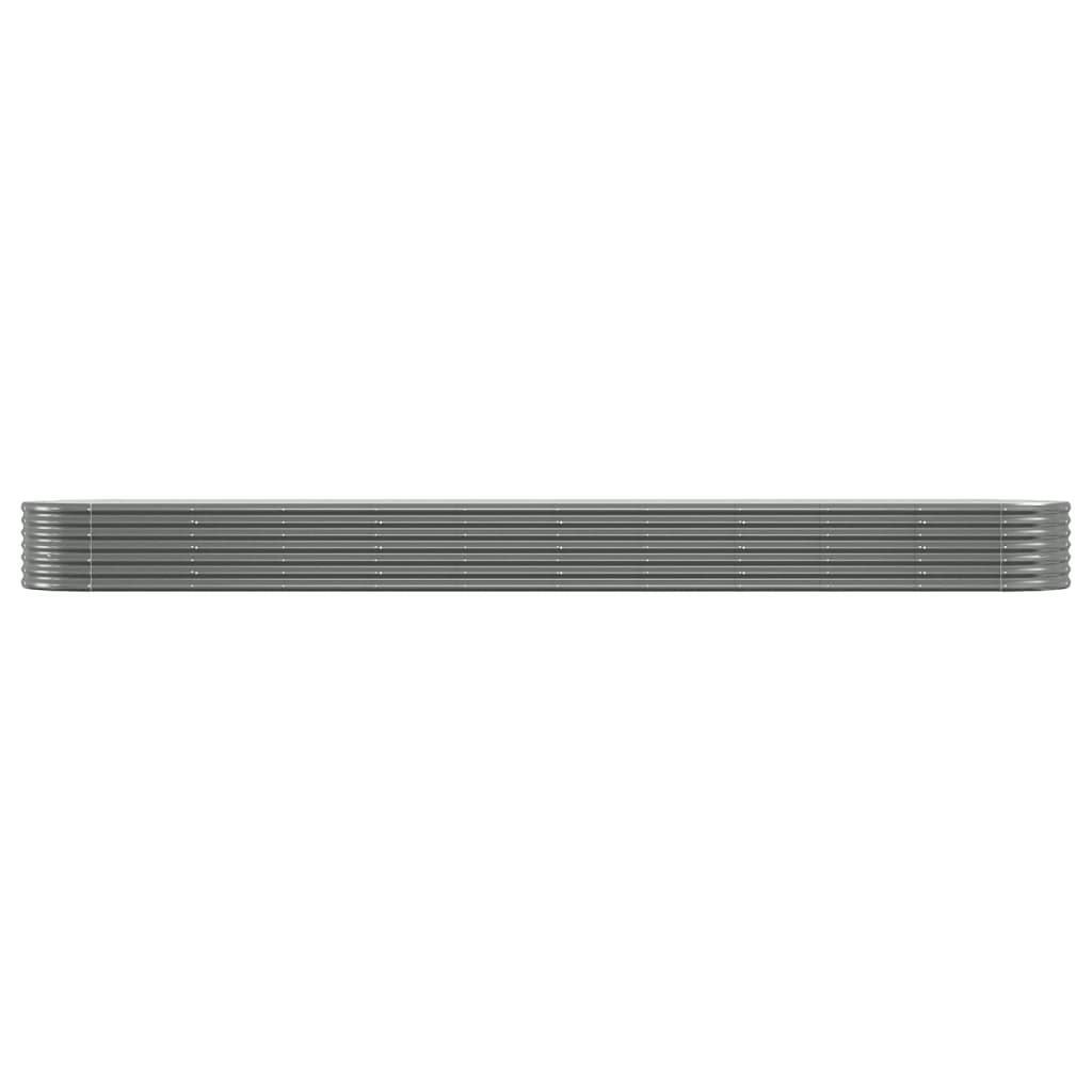 Canteiro elevado jardim 440x80x36cm aço galvanizado cinzento