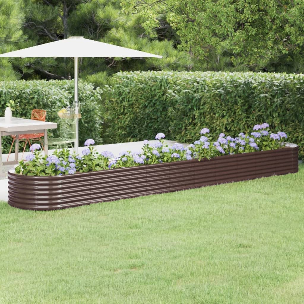 Canteiro elevado jardim 440x80x36cm aço galvanizado castanho