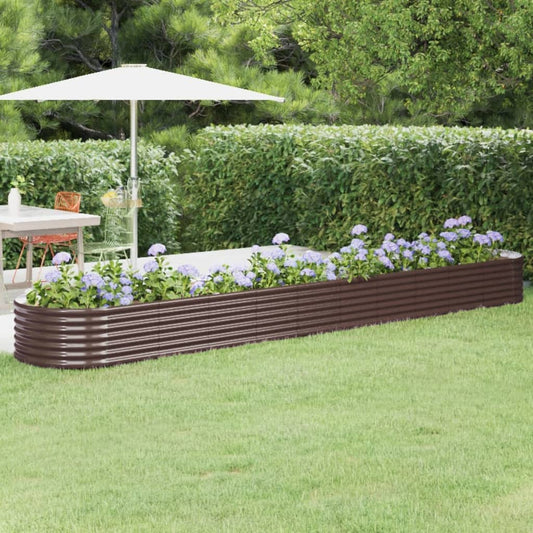Canteiro elevado jardim 440x80x36cm aço galvanizado castanho